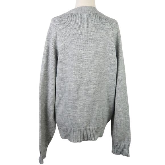 Vintage 80s Kentfield Grey Cable Knit Grandpa Cardigan Sweater Mens XL - Picture 4 of 5